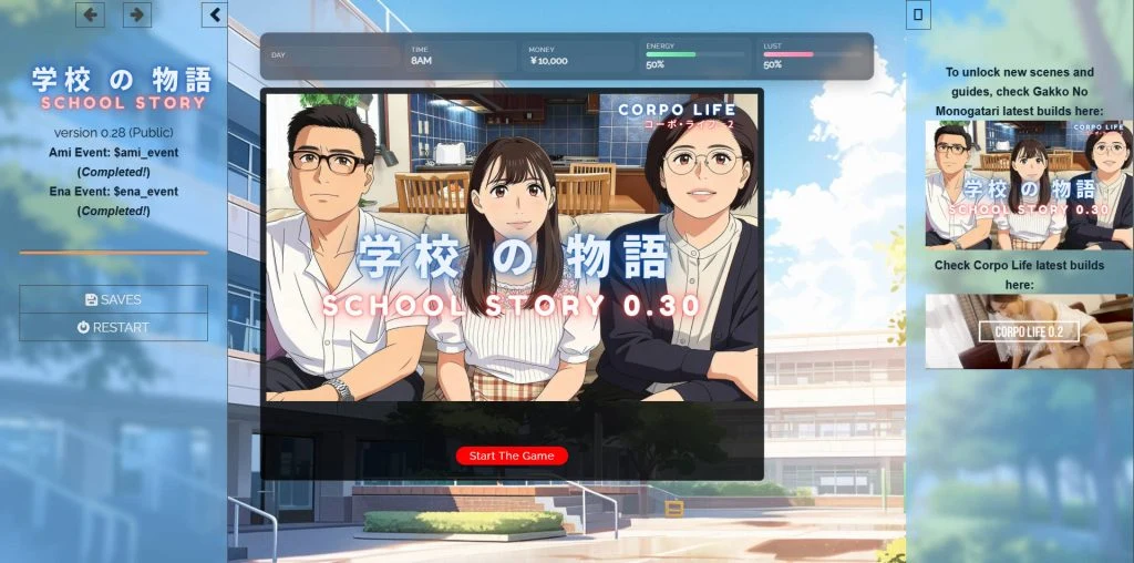 学校の物语 Gakko No Monogatari V0.28 ブラウザ漢化  [SLG/実写/HTML] [26G/FM/WY]